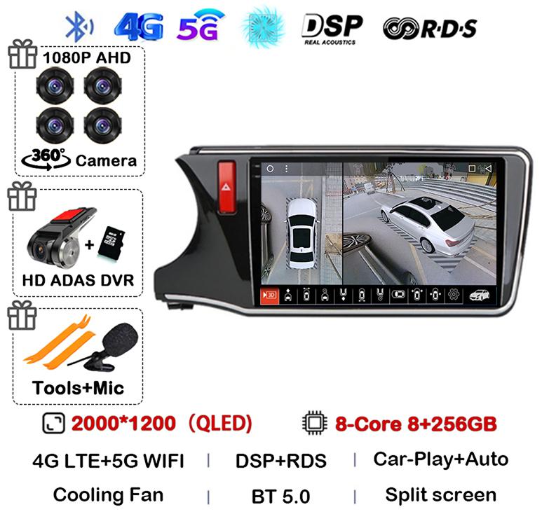 Android 14 Carplay Auto For Honda CITY 2014 2015 2016 2017 2018 2019 Car Radio Multimedia Stereo Player Navigation GPS 4G+WIFI