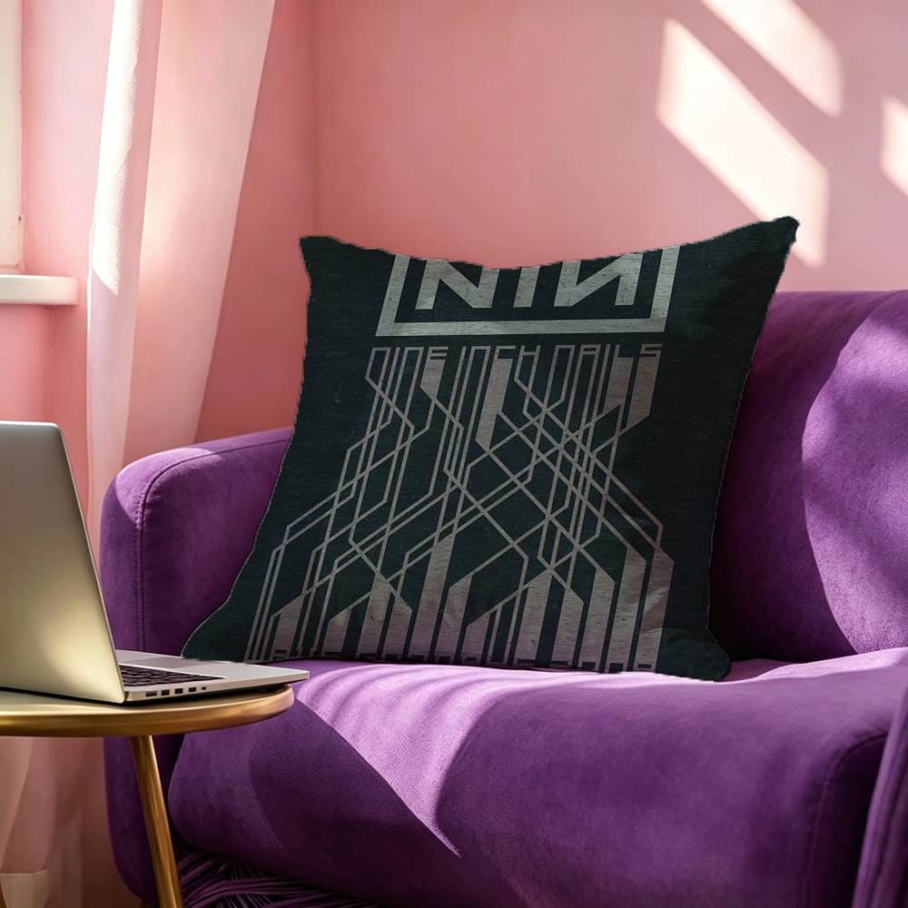 Nine Inch Nails Band Anime Square DoubleSided printed Pillow Case Bedroom Bedside Pillow Sofa Cushion Cover