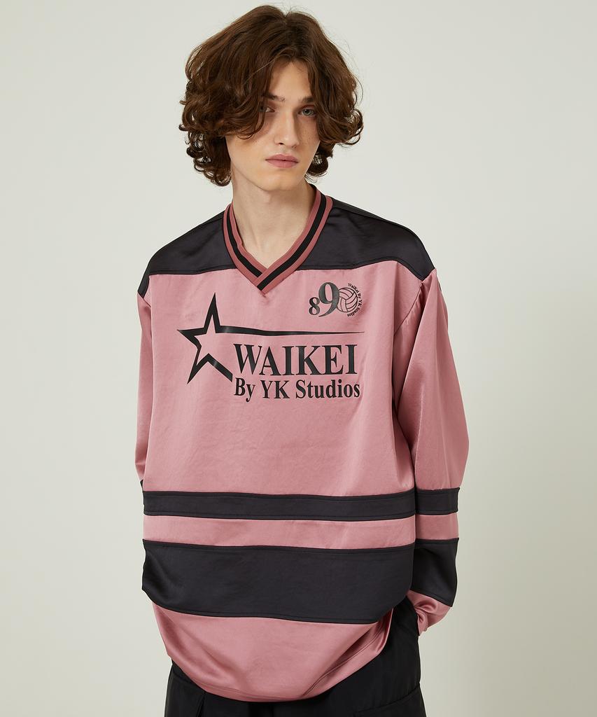 Спортивная футболка WAIKEI с V-образным вырезом и длинным рукавом, розовая