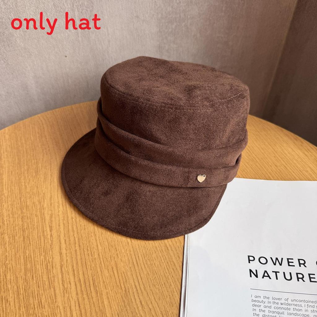 Solid Women Fashion Color Suede Flat Top Hat For Autumn And Wearing Winter