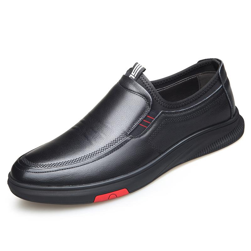 Sleeve casual leather shoes men's autumn 2025 new casual shoes soft leather trend breathable soft sole