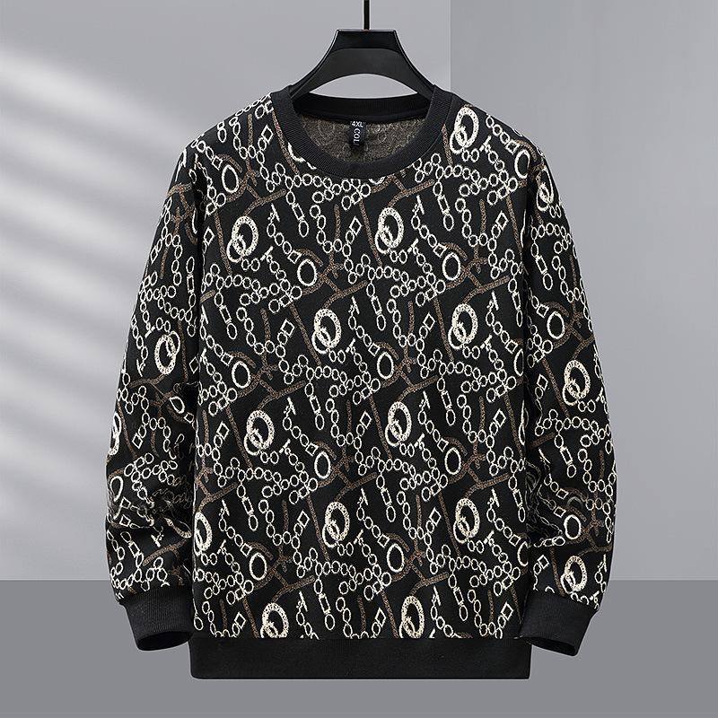 Мужская весенне-осенняя толстовка с воротником плюс размер, жаккардовый топ, пуловер, свободная толстая куртка, мужские размеры 4XL-11XL
