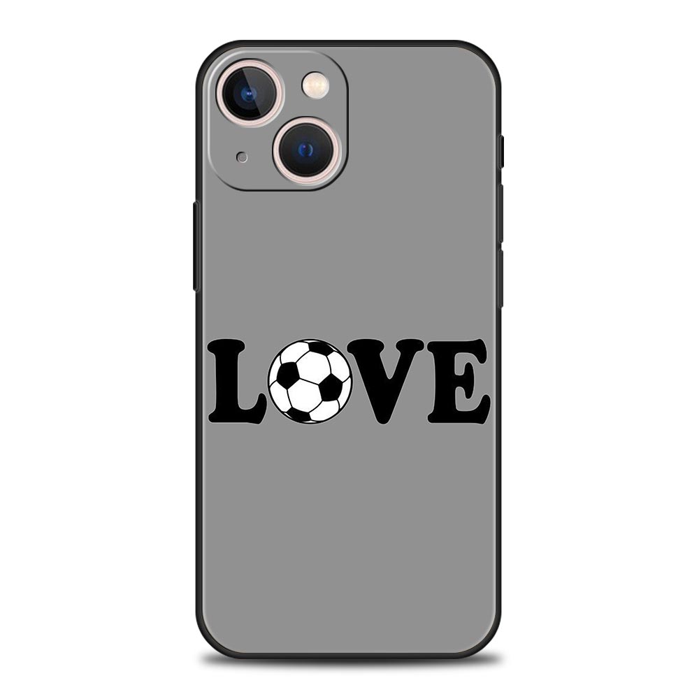 Чехол для iPhone 17 16e 15 14 13 12 11 Pro Max SE 7 8 Plus Чехол iPhone 16 Мягкая TPU Крышка Футбол Сердцебиение