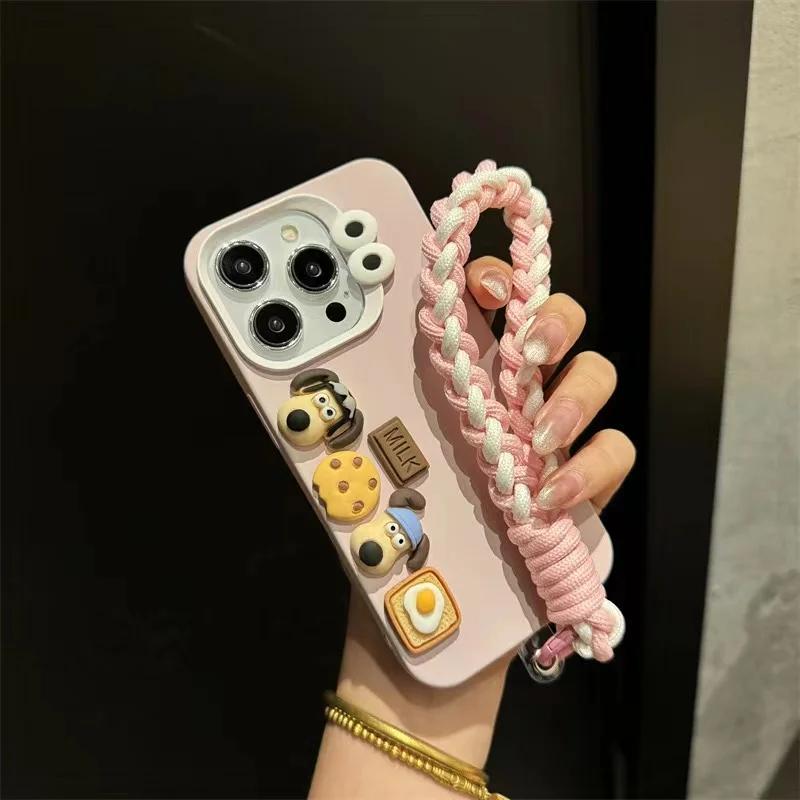 Для iPhone 16 15 14 13 12 11 Pro Max Plus чехол для телефона 3D милая мультяшная игрушка в виде сосиски с ремешком на руку мягкий чехол
