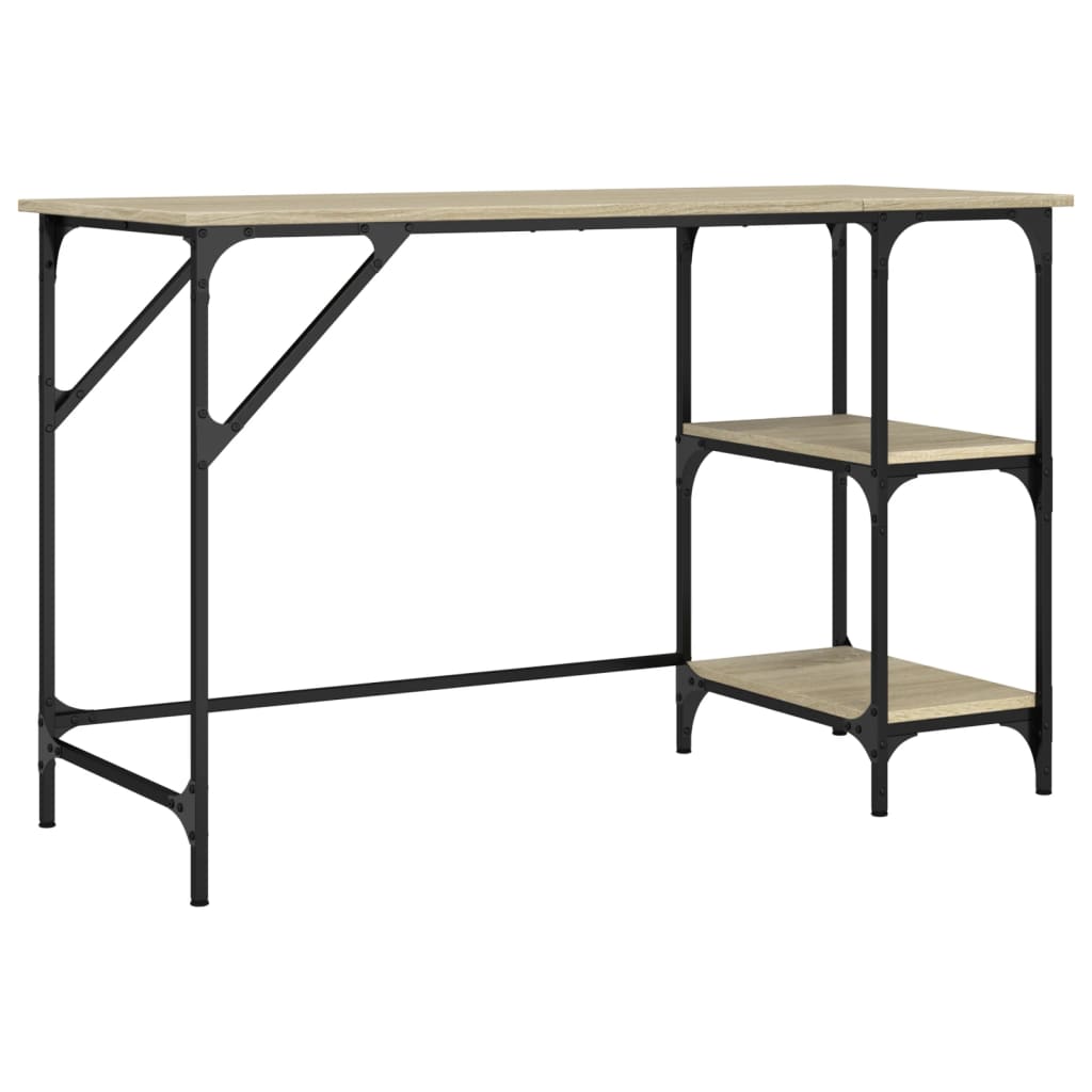 Vidaxl Biurko Dąb Sonoma 120X50X75 Cm Metal I Materiał Drewnopochodny