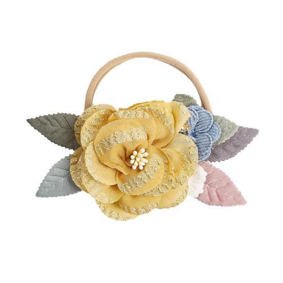 Детская повязка на голову с искусственным цветочным принтом, мягкие эластичные стразы, декоративная подарочная ткань, повязка для волос для новорожденных, головные уборы для девочек, аксессуары для волос