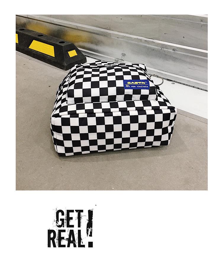 2018 Черно-белый клетчатый нейлоновый рюкзак – Повседневный уличный женский студенческий рюкзак для книг