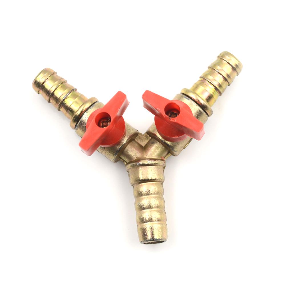 Clamp Tee Brass Y 3-Way Shut Off Ball Valve Fitting Hose Fuel Gas 3/8" 10Mm
