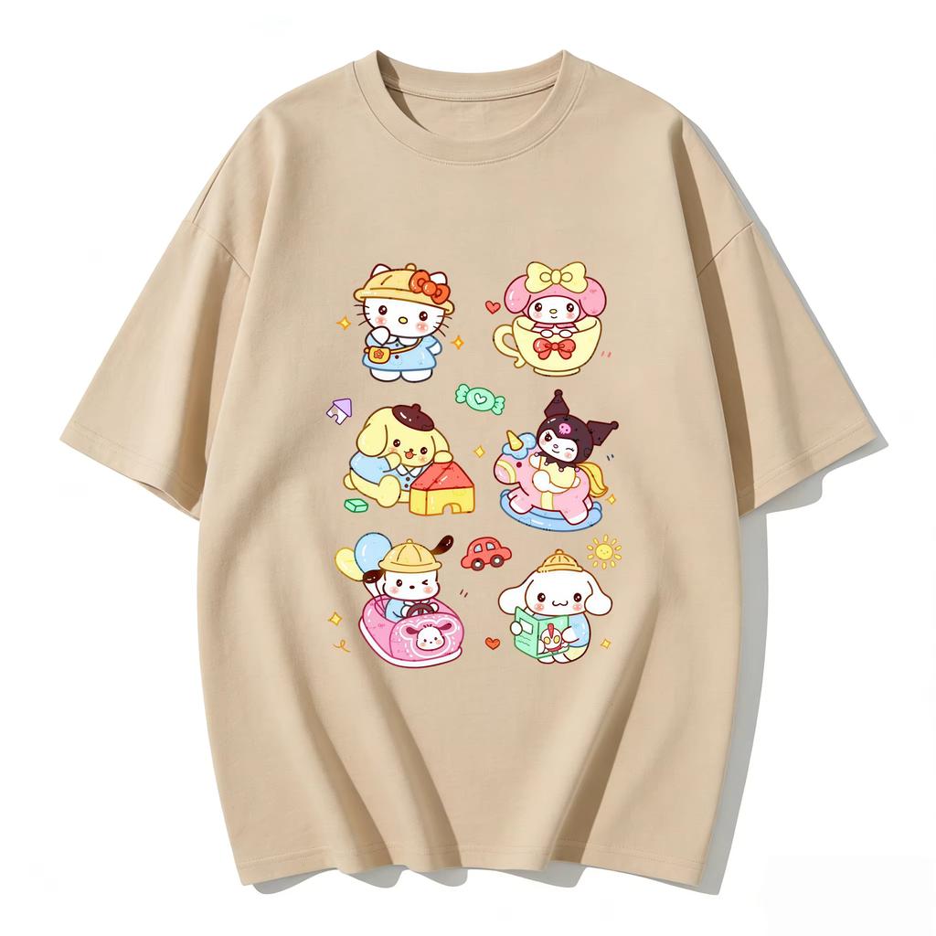 2026 new Summer Cute Sanrio TShirts Soft Cotton Short Sleeve Tees for Parents  Kids Breathable Casual Daily Outfit Tops