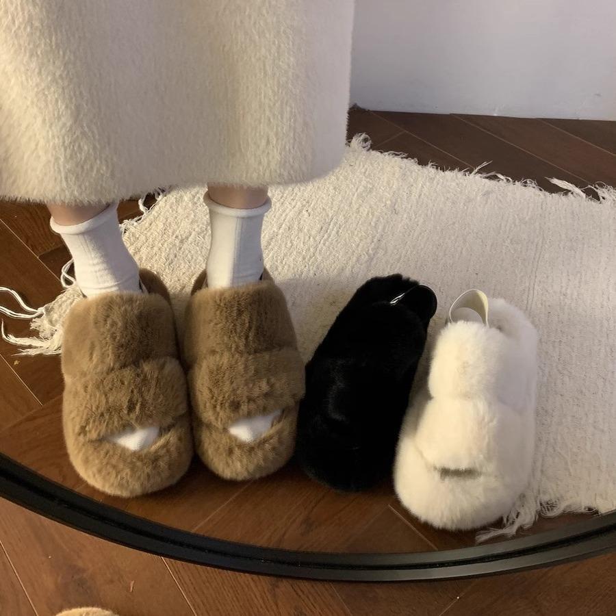 Повседневные тапочки на мягкой подошве, которые женщины носят осенью и зимой, новые толстоподошвенные тапочки Мао Мао, популярные у интернет-знаменитостей Мао Мао
