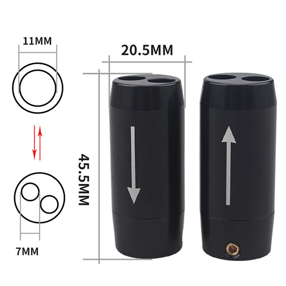 2Pcs Aluminum Y-Splitter Audio Connector 1 to 2 11mm to 7mm HiFi Speaker Wire Plug Power Cable Adapter for Amplifier Audio System Connection