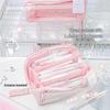 RosyPosy Korean Prism Pencil Case: Large Capacity, Transparent, Stylish, Student-Friendly Stationery Organizer.