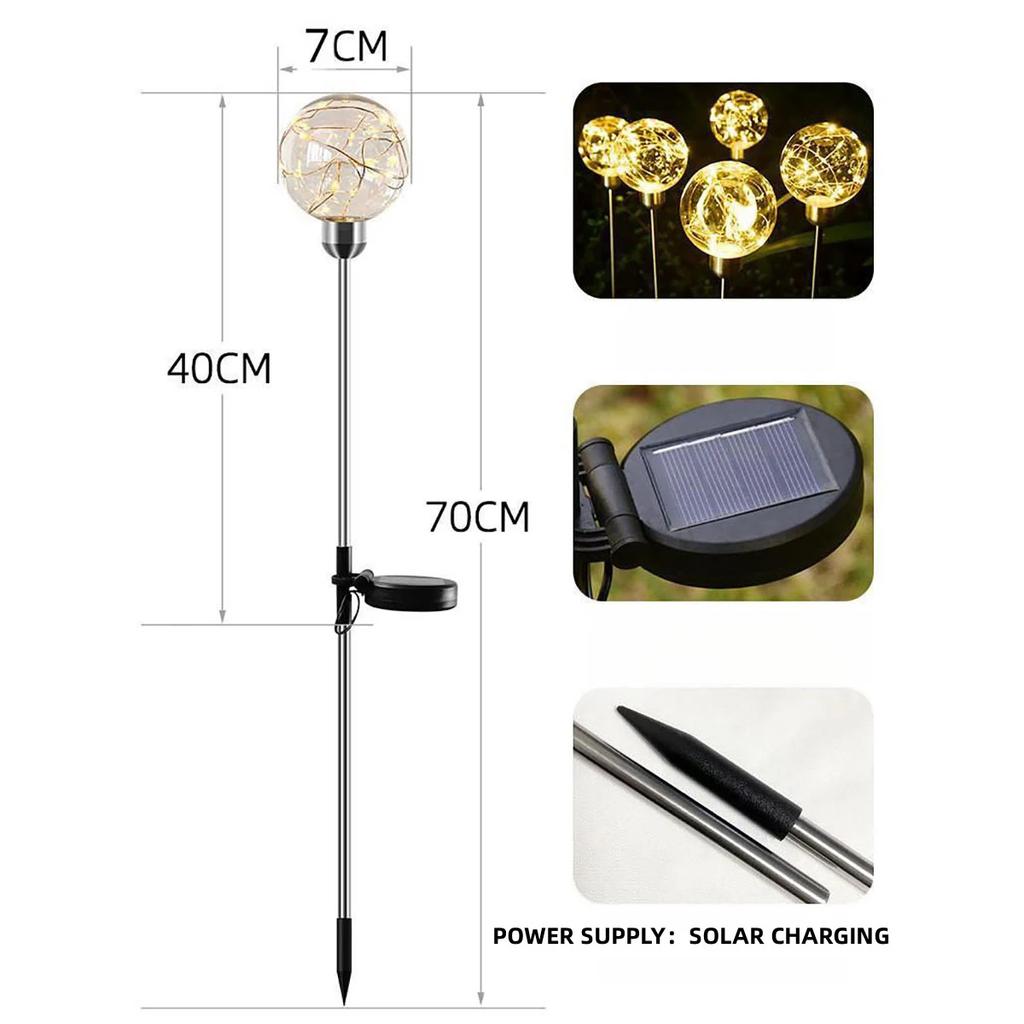 Светодиодный солнечный светильник, хрустальный шар желаний для украшения патио на открытом воздухе, свадьбы, сада, сезона, дорожек, газонов, светильников на солнечных батареях для кемпинга