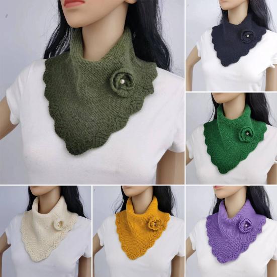 Fake Collar Flower Decoration Solid Color Knitted Scarf Soft Cozy Warm Dress False Collar Winter Accessory