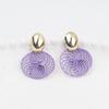 Богемные полые сетчатые подвески Женские серьги-подвески Фиолетовые Красные Винтовые Спиральные Подвесные Серьги Металлические Овальные Серьги-капли