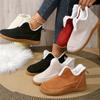 1 пара женских зимних теплых ботинок с плюшевой подкладкой, резиновая подошва, круглый носок, плоский каблук, повседневный дизайн со штрипками, подходят для повседневной носки
