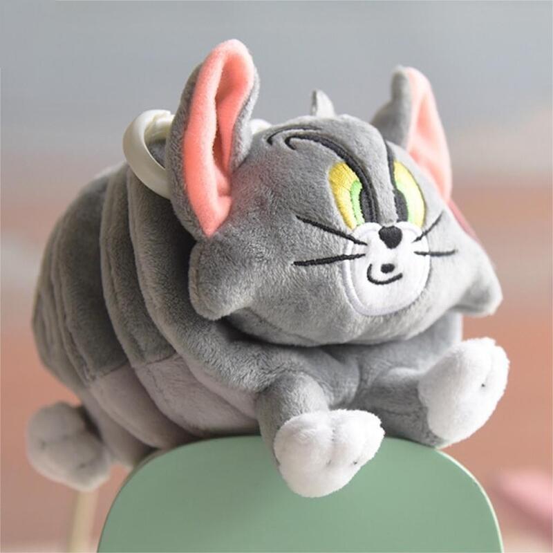 Плюшевая игрушка Hugkis Том Кот, фигурка с вибрирующей пружиной, милый мультяшный кулон-кукла для подвешивания, высота 13 см, авторизованное издание