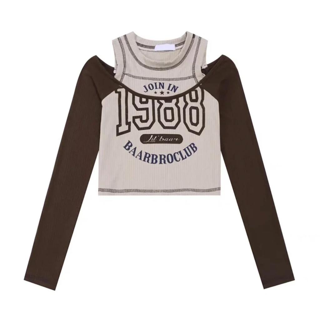 Y2k T-shirt Streetwear Vintage Korean Style Crop Top Women T-shirt Sexy Retro Letter Printed T Shirts Off Shoulder Aesthetic Clothes