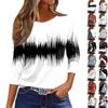 Women's T Shirt Tee Fashion Casual Round Neck 3/4 Sleeve Loose Printed T-Shirt Ladies Top