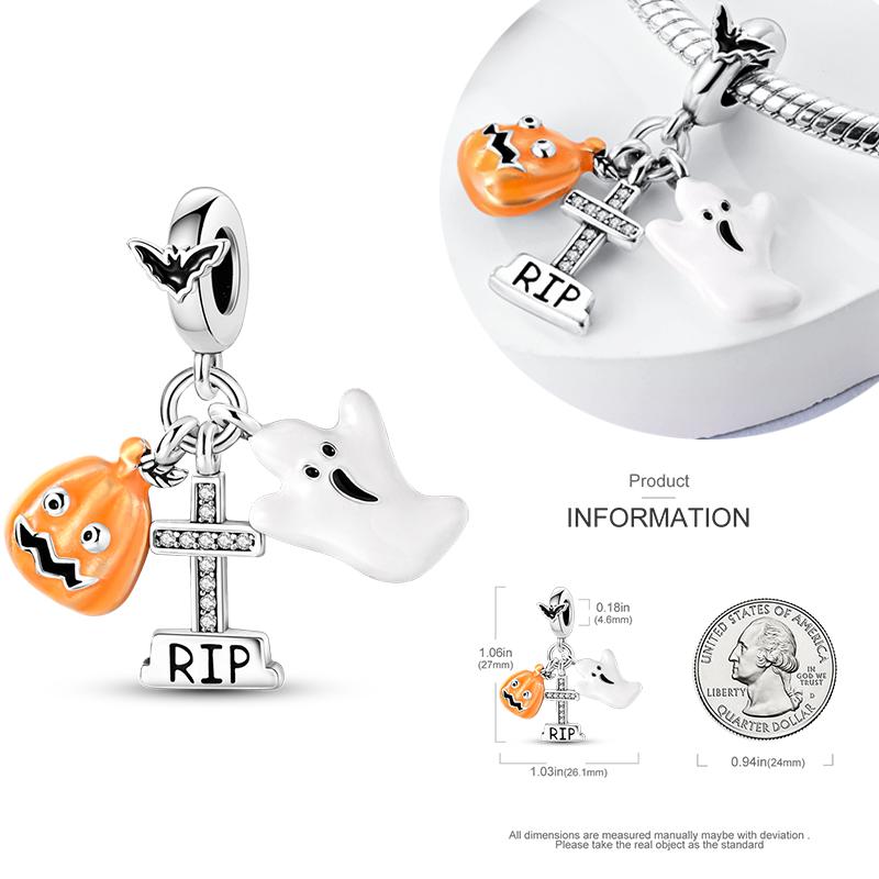 Copper Charms Luminous Pumpkin Skull Beads For Dangle Diy Gift Halloween Series Charms