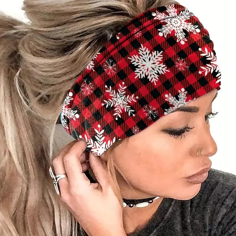 Рождественская повязка на голову с клетчатым узором, 4 шт., спортивная повязка для йоги Nad, эластичная повязка на голову, аксессуары для волос