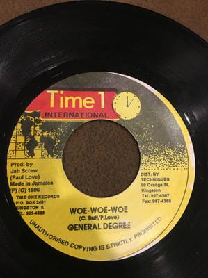 7-дюймовая пластинка GENERAL DEGREE / JAH SCREW - Woe-Woe-Woe / Woe-Woe-Woe (Dub Vers NONE Время 1 Internat 1996 Ямайка Регги, Ска и Даб Б/у