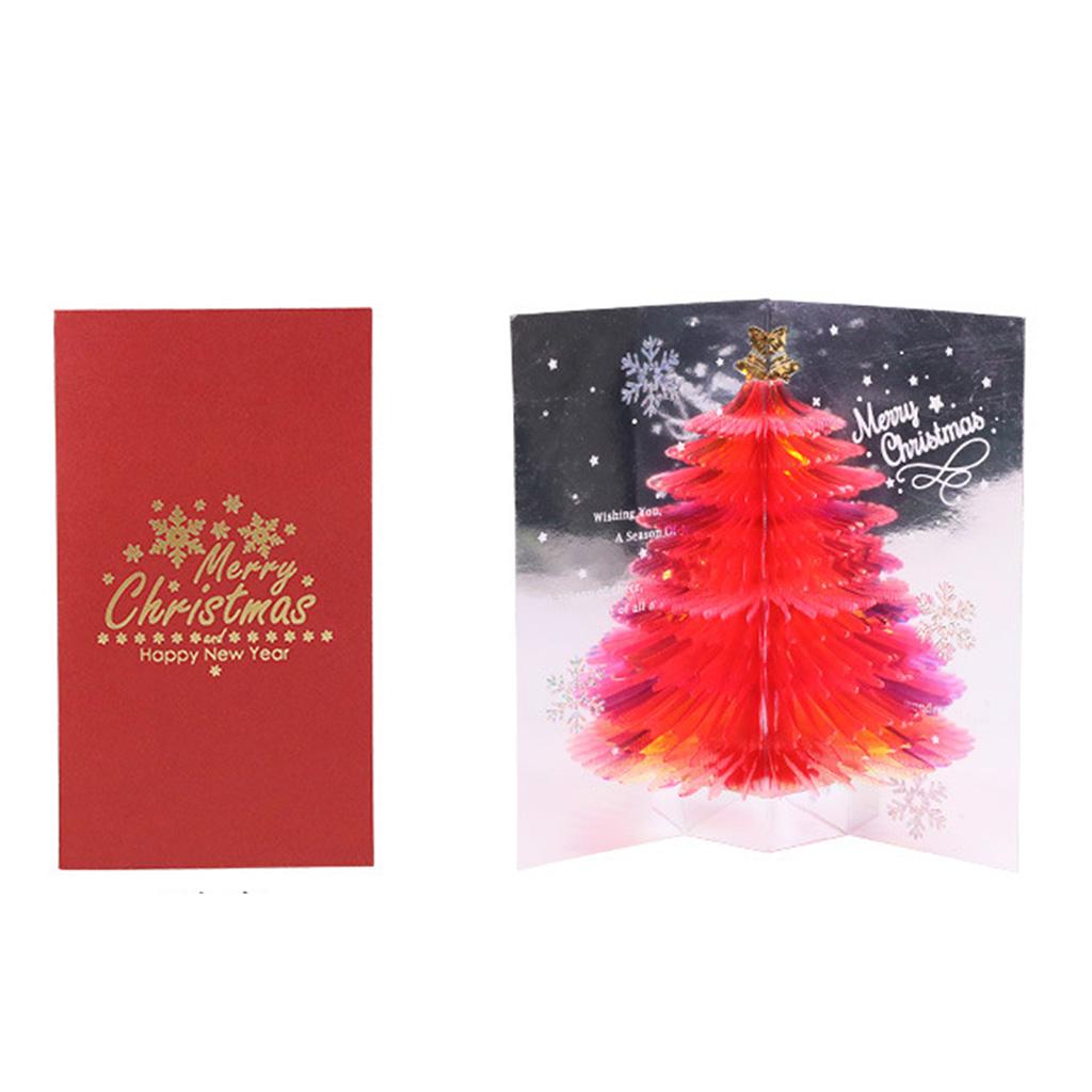 3D for Pop Up Christmas Greeting Cards Merry Xmas Cards Handmade Holiday Tree Postcard with Envelopes for Thanksgiving D