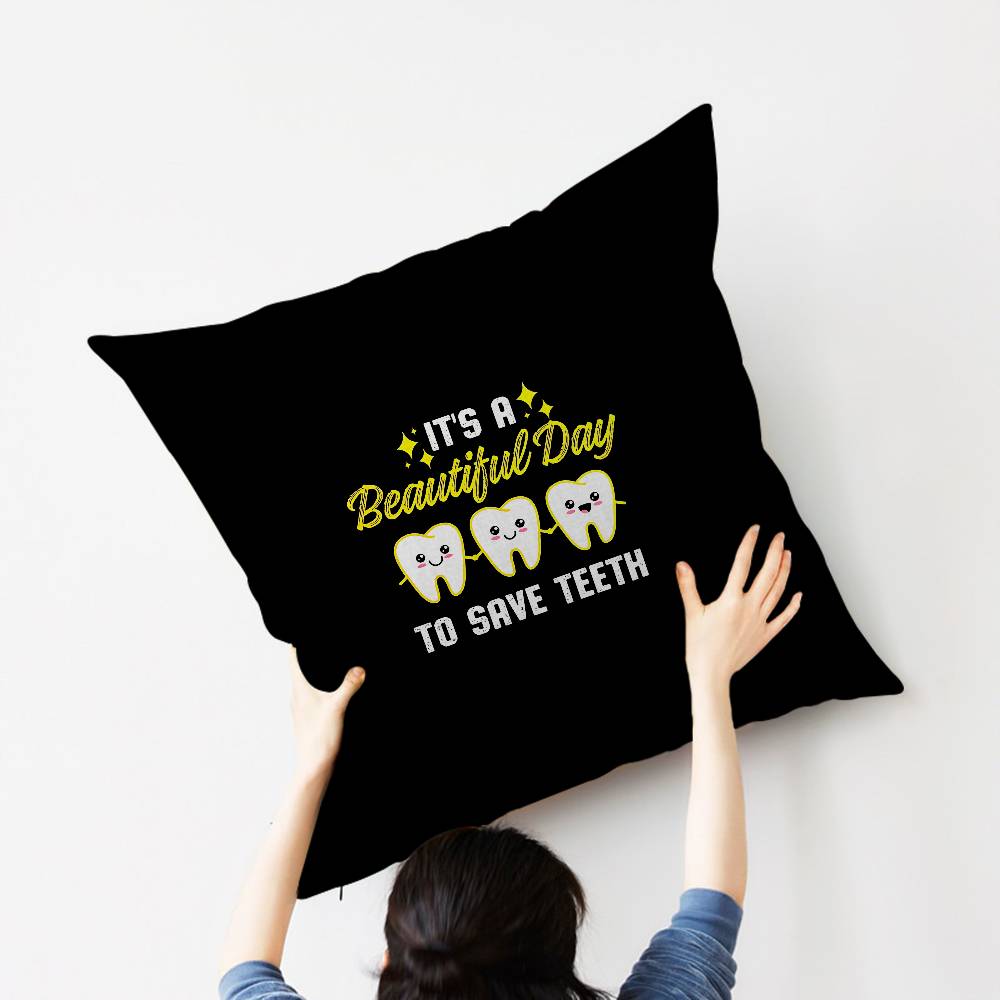 The Dentist Tooth Pillowcase Toon Gift Cushion Cover Bedroom Home Sofa Chair Seat Decor Pillow Case