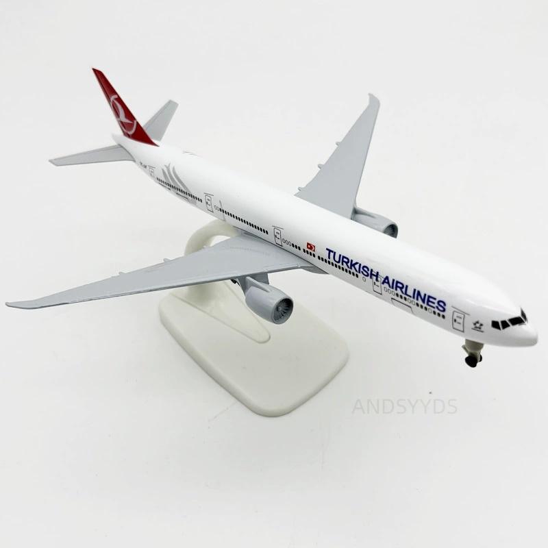 20 см Коллекционная модель B777 Самолет Turkish Airlines Литой металлический сплав 1/400 Масштаб Самолет Авиационный орнамент с подставкой для самолета