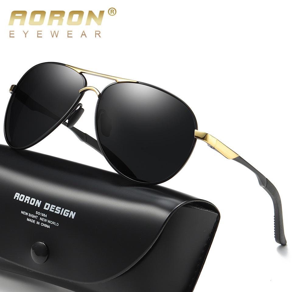 aoron Fashion Polarized Sunglasses Metal Frame Sun Glasses Driver Driving Glasses UV400 Anti-glare Eyewear for Men Women