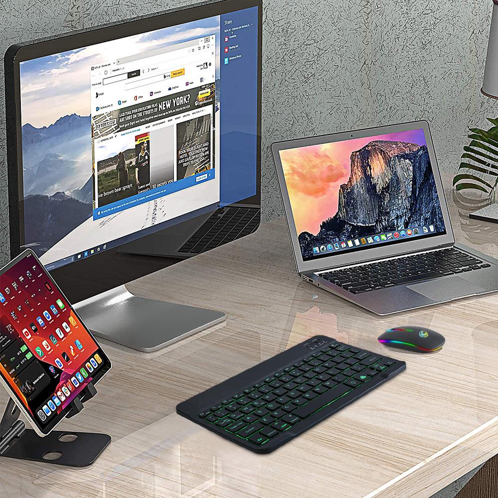 Мини-клавиатура Bluetooth, беспроводная клавиатура для iPad с подсветкой, испанская перезаряжаемая клавиатура для планшета, Ipad, сотового телефона, ноутбука