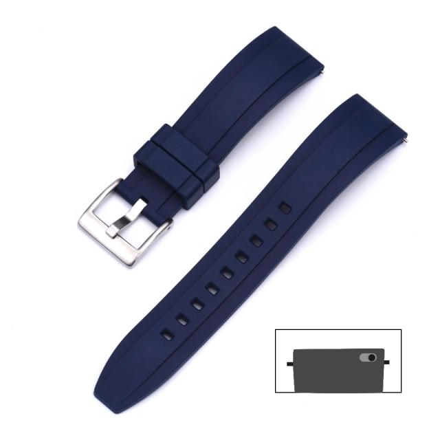 Premium Grade Vulcanized FKM Rubber Watch Strap 20mm 22mm 24mm Quick Relase Watchbands