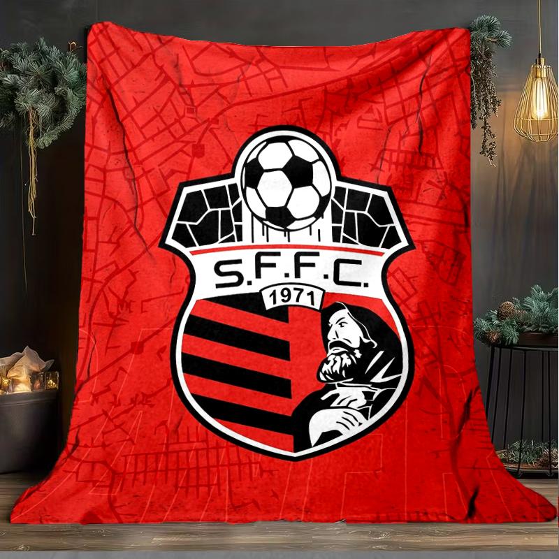 1PC Soccer Team Crest Design Printed Soft Flannel Blanket Throw for Adult Bedroom Living Room Sofa Camping Travel Fan gifts Christmas Gifts