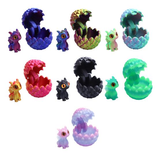 3D Printed Dragon Egg Ornament Mini Dragon Figurine Toy Desktop Dragon Egg with Miniature Dragon Inside Decoration