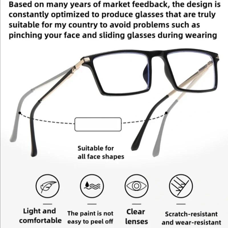 Square Multifocal Photochromic Presbyopia Eyewear for Men ladies Progressive High-definition Reading Anti Blue Light Eyewear