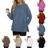 Women's Oversized Sweatshirt Neck Raglan Long Sleeve Outerwear Shirt Side Open Sweatshirt