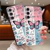 Чехол с цветочным рисунком в виде бабочек и голубых роз для Samsung S26 S25 S24 Ultra S23 S22 S21 FE A15 A16 A17 A26 A35 A36 A37 A54 A55 A56 A57 5G с текстурой кожи.