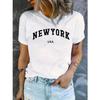 NEW YORK USA Letter Graphic Versatile T-shirts, Fashion Loose Casual Sports Summer Crew Neck Short Sleeved Top, Women's Tops