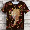 Мужская футболка с коротким рукавом с цифровой 3D-печатью головы тигра, повседневная летняя футболка с круглым вырезом