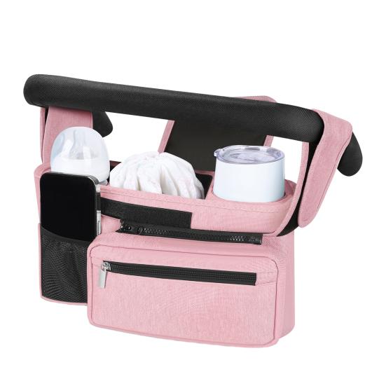 Stroller Storage Bag, for with Adjustable Straps, Waterproof Oxford Fabric Multi-Compartment Organize, for Baby Bottles Diapers Keys