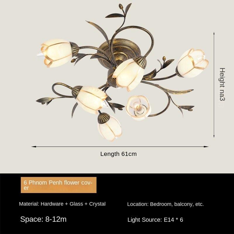 Потолочный светильник в деревенском стиле с железным цветком и травой для гостиной, спальни, столовой, светильника