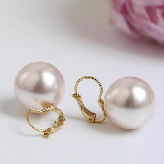 1 Pair Faux Pearl Dangle Earrings for Women, Gold Plated Drop Earrings, Large Faux Pearl Huggie Hoop Earrings