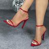 Liyke Sexy Red High Heels Party Stripper Fetish Stiletto Sandals Summer Fashion Ankle Buckle Strap Women Shoes Sandalias Mujer