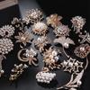 Fashion Full Pearl Swan Rhinestone Flower Brooch Women's Accessories