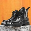 Мужские ботинки из натуральной кожи с круглым носком, повседневные кожаные удобные высокие ботинки, модные дизайнерские ботинки на шнуровке, обувь для ходьбы на открытом воздухе