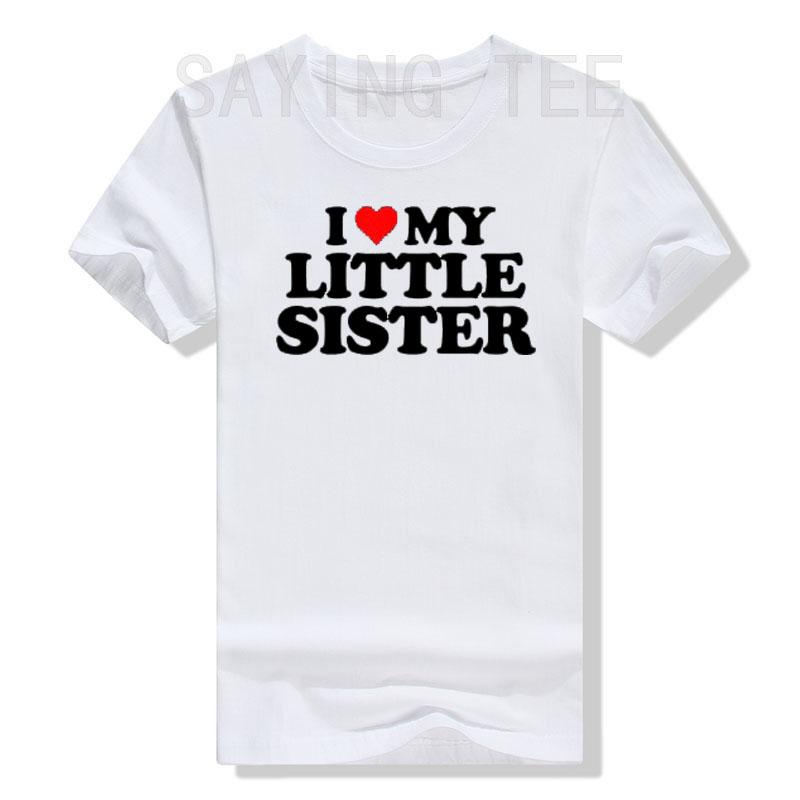 Футболка I Love My Sister Я люблю мою сестру Графическая футболка Топы Смешные надписи Буквы Принтованные Наряды Семейная парная одежда