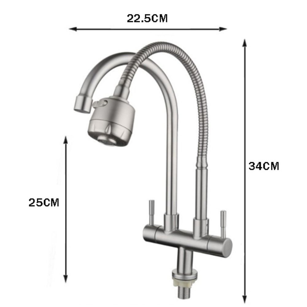 Кухонный смеситель для воды из нержавеющей стали 304, поворотный на 360°, гибкий смеситель, кран для двойной раковины, для кухни