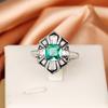 New Copper Plated Gold Plated Emerald Green Light Luxury Retro Ring