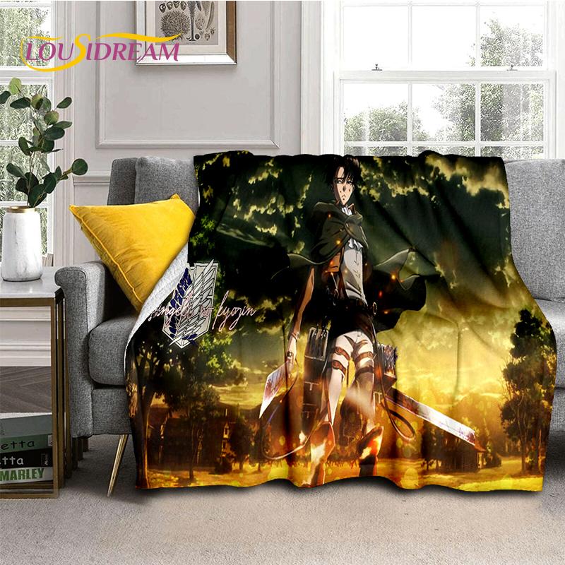 2025 Attack On Titan Eren Anime Cartoon Soft Blankets,Throw Blanket Comfortable Blanket for Picnic Beds Sofa Home Kids Gifts