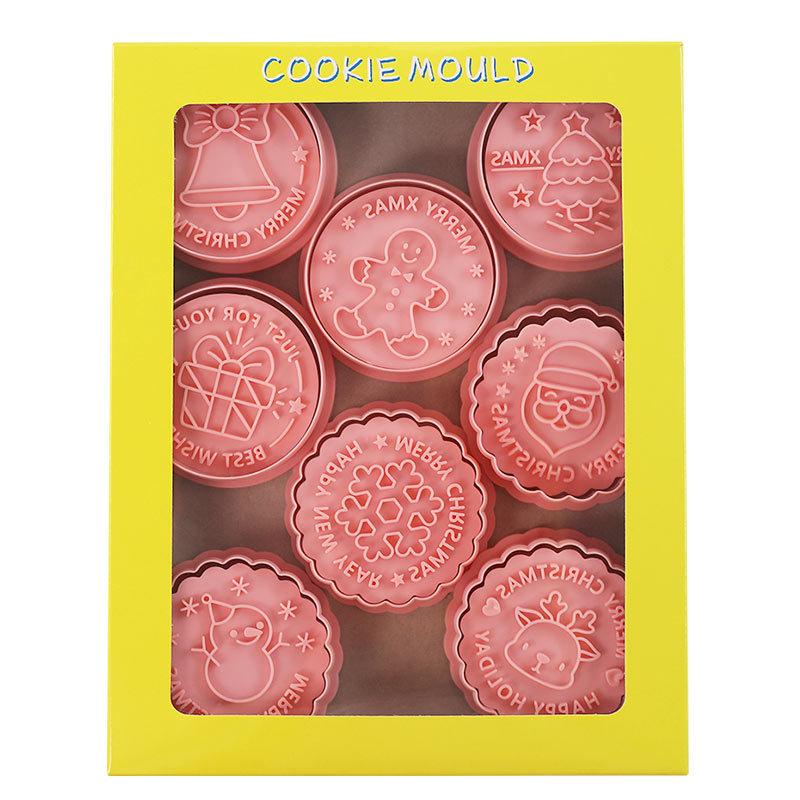 8 шт./набор Рождественские формочки для печенья Штамп Санта Снежинка Пряничный человечек Выемка для печенья Форма для тиснения Декор для новогодней вечеринки Инструменты для выпечки